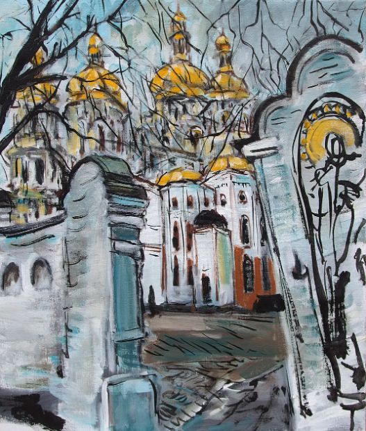 KIEW - HÖHLENKLOSTER, Acryl auf Leinen, 60 x 50 cm